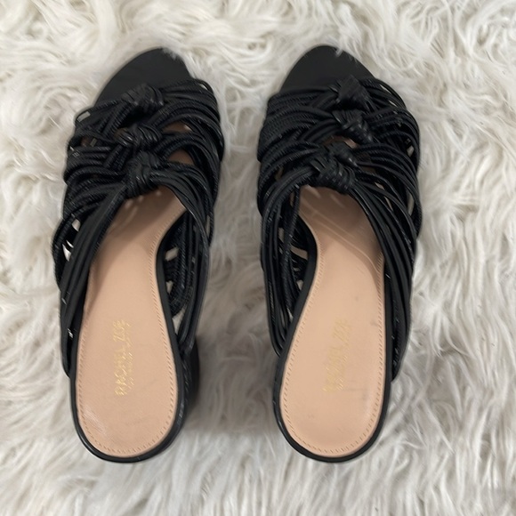 Rachel Zoe Black Odessa Block Heel Leather Strappy Mule Size 9.5 - Picture 6 of 13